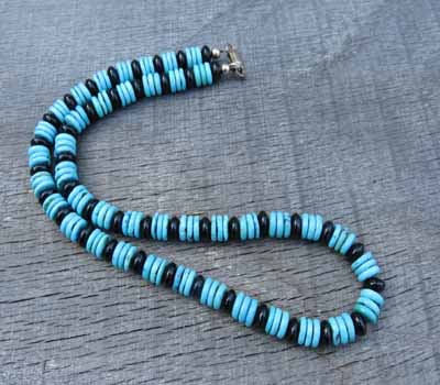 Necklace Turquoise and Jet Rondelle